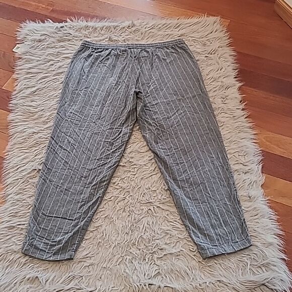 Jcrew womens gray and white stripped cotton cropped tie waist pants size medium - Picture 5 of 6
